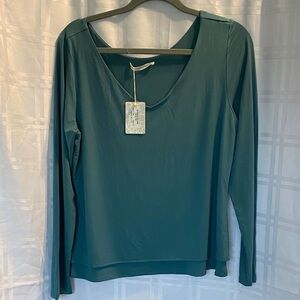 Peruvian Connection Peacock Dual Neck Long Sleeve Women's Top Medium NWT